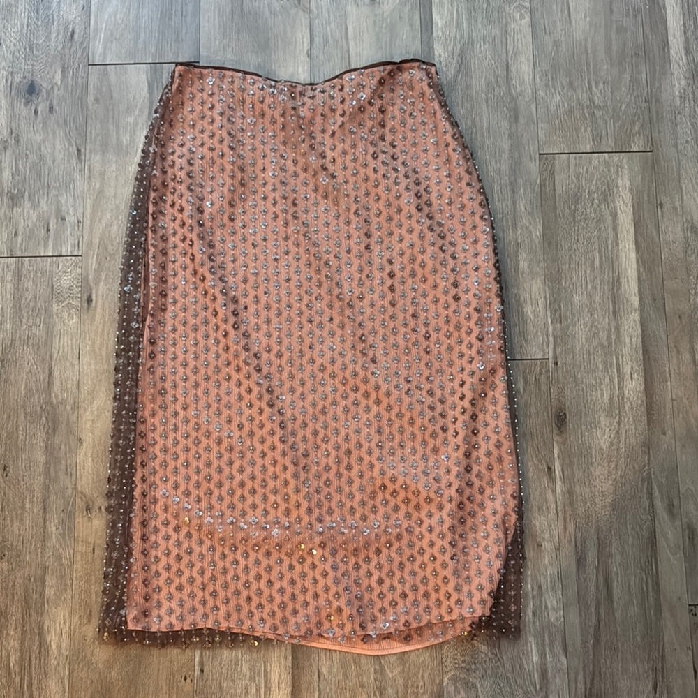 New Elegant Sequin Embellished Skirt - Pink